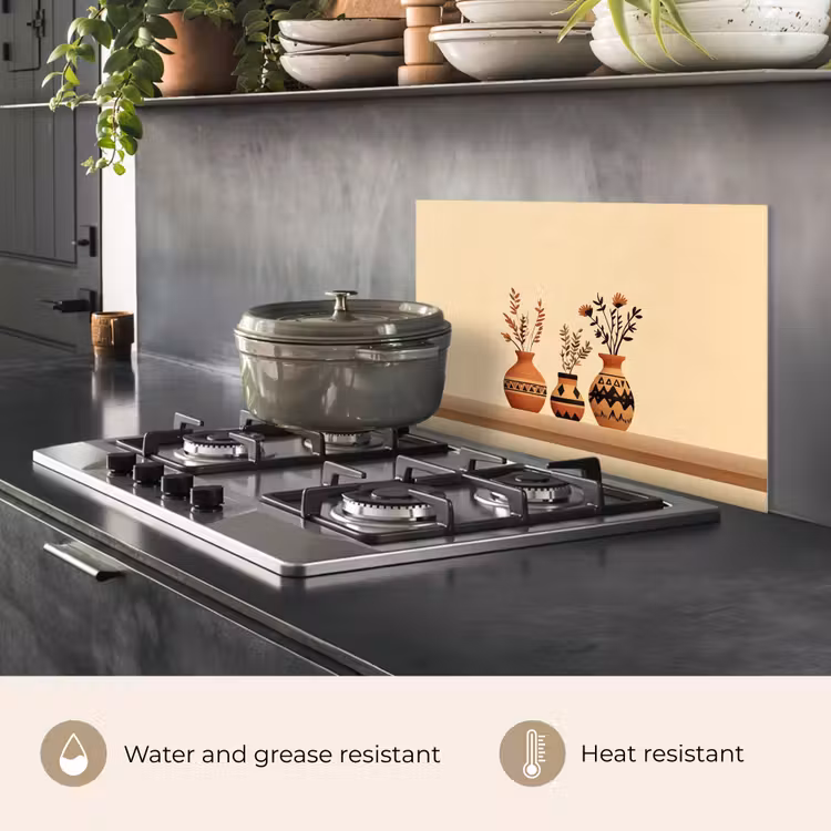 Kitchen splashback for hob - Vases - Flowers - Leaves - Minimalist — 2
