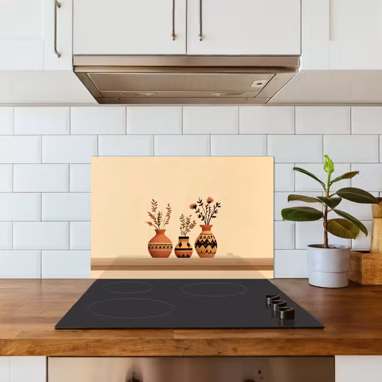 Kitchen splashback for hob - Vases - Flowers - Leaves - Minimalist — 3