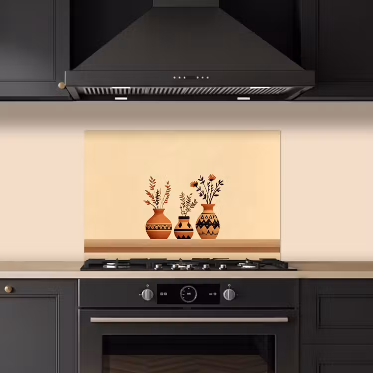 Kitchen splashback for hob - Vases - Flowers - Leaves - Minimalist — 5