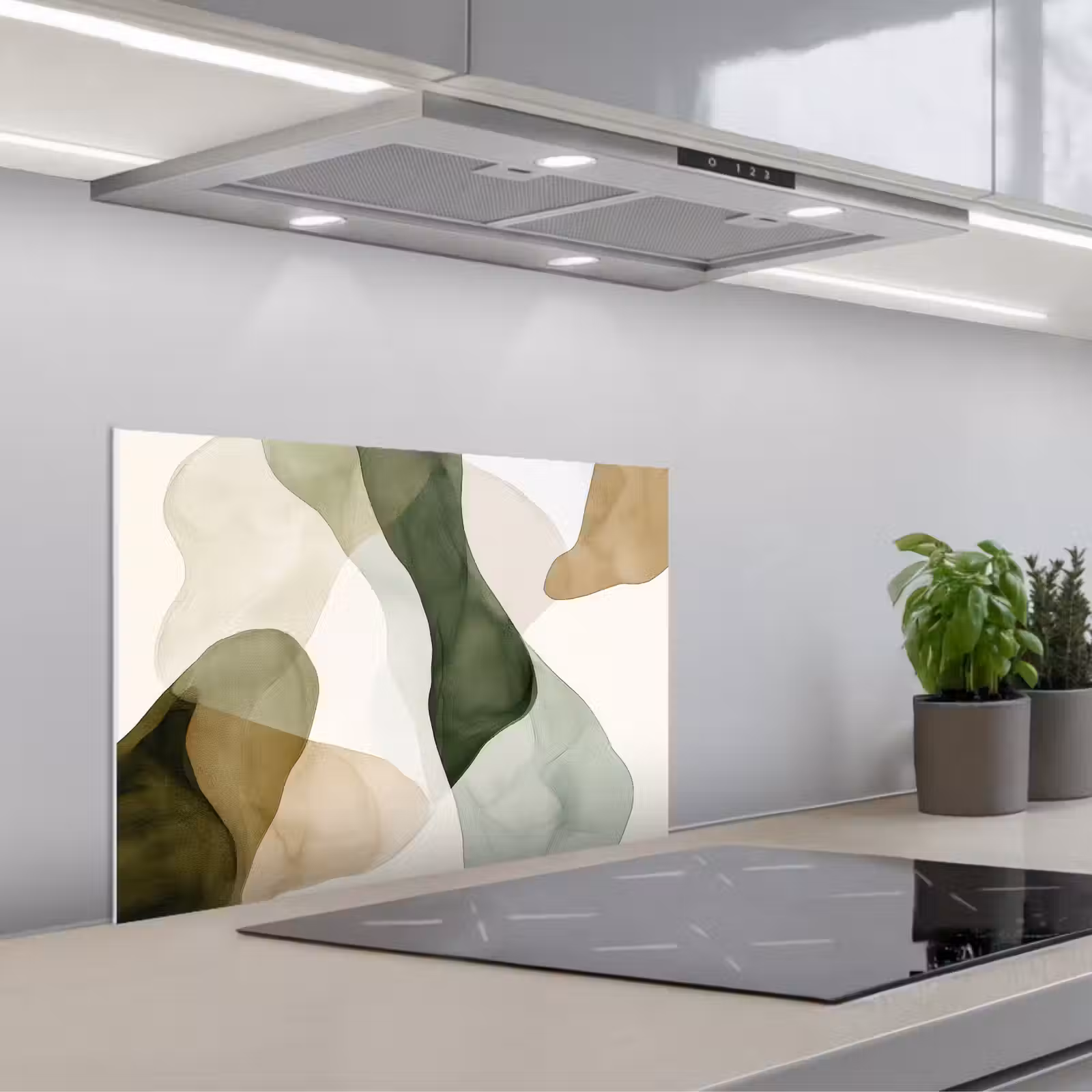 Kitchen splashback for hob - Japandi - Abstract - Green — 1