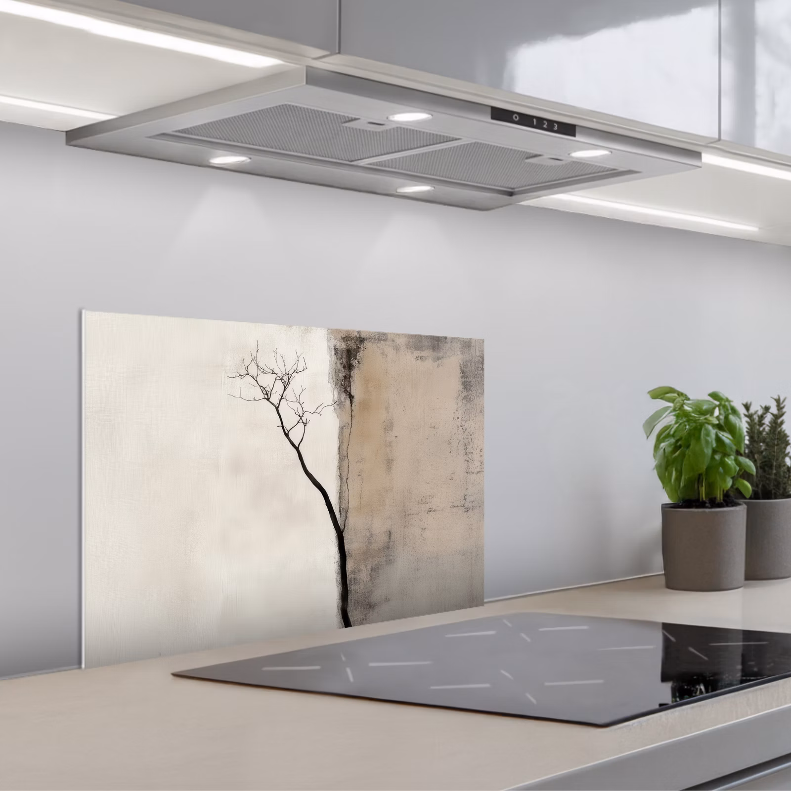 Kitchen splashback for hob - Wabi sabi - Plant - Beige — 1