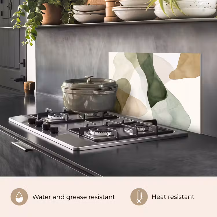 Kitchen splashback for hob - Japandi - Abstract - Green — 2