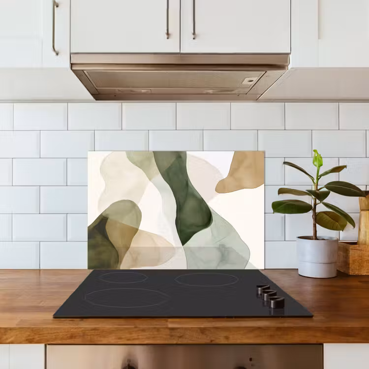 Kitchen splashback for hob - Japandi - Abstract - Green — 3