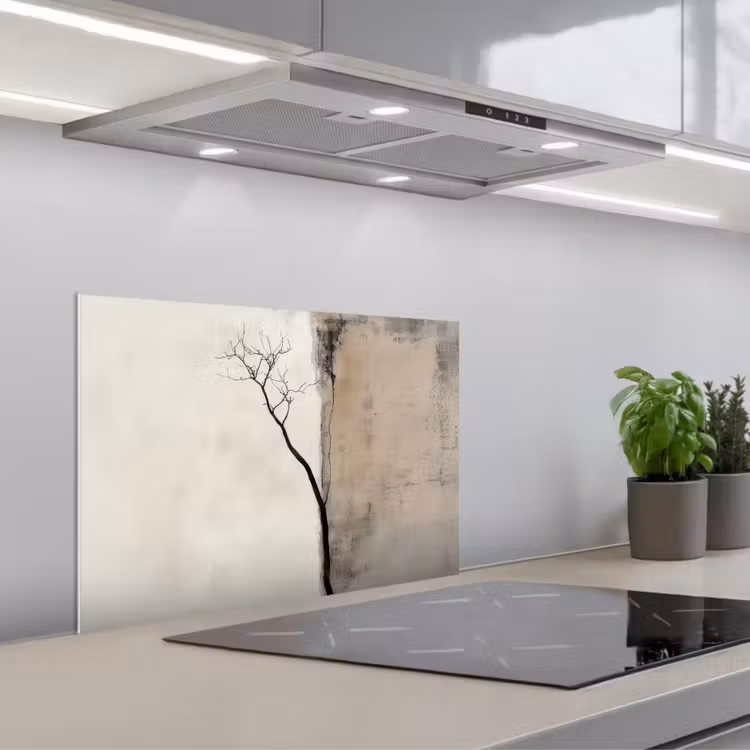 Kitchen splashback for hob - Wabi sabi - Plant - Beige — 1