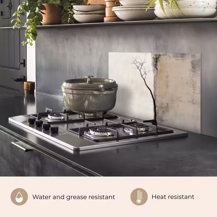 Kitchen splashback for hob - Wabi sabi - Plant - Beige — 2