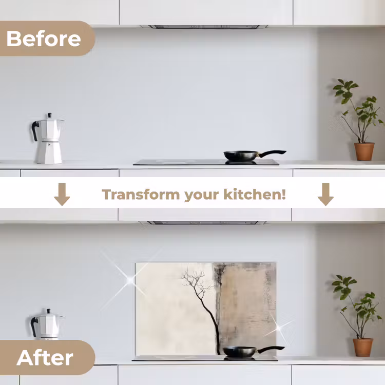 Kitchen splashback for hob - Wabi sabi - Plant - Beige — 7