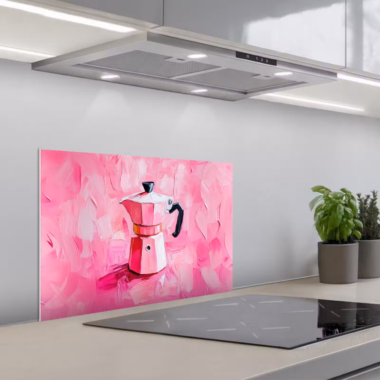 Kitchen splashback for hob - Pink - Paint - Coffee — 1