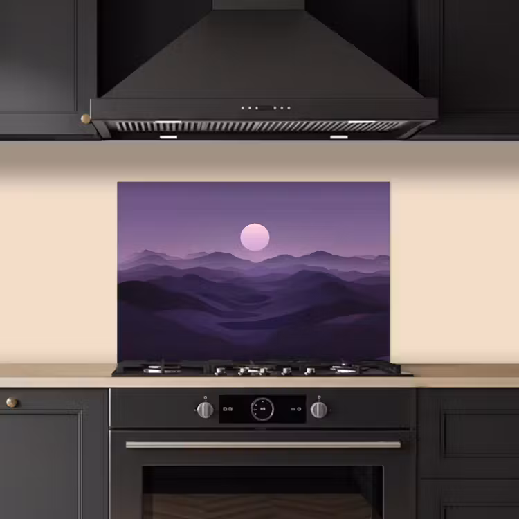 Kitchen splashback for hob - Hills - Purple - Fog - Sun — 5