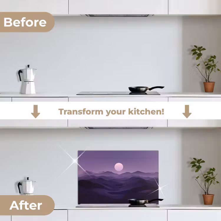 Kitchen splashback for hob - Hills - Purple - Fog - Sun — 7
