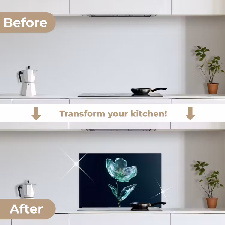 Kitchen splashback for hob - Leaves - Flower - Glasses - Dark blue — 7