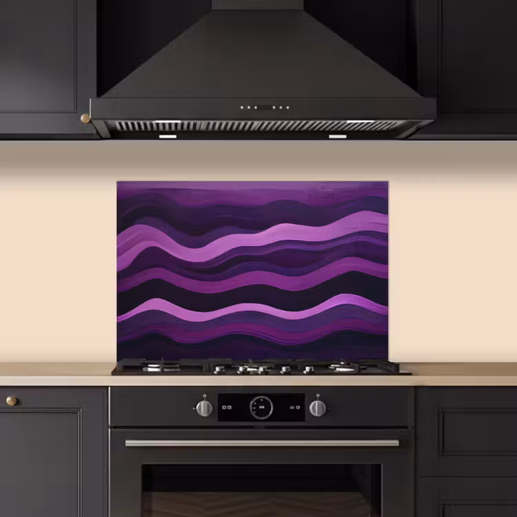 Kitchen splashback for hob - Lines - Waves - Purple - Abstract — 5