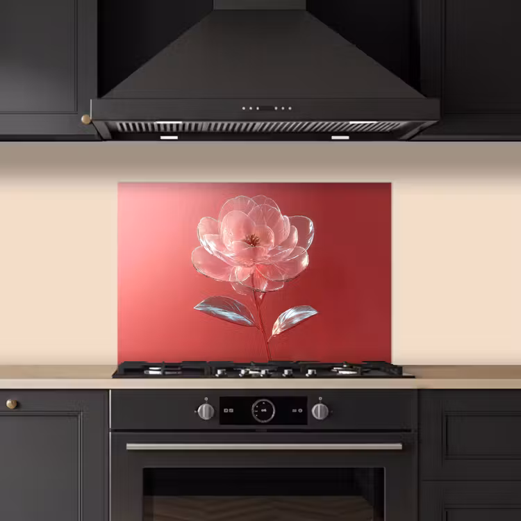 Kitchen splashback for hob - Ornate - Flower - Pink - Glasses — 5
