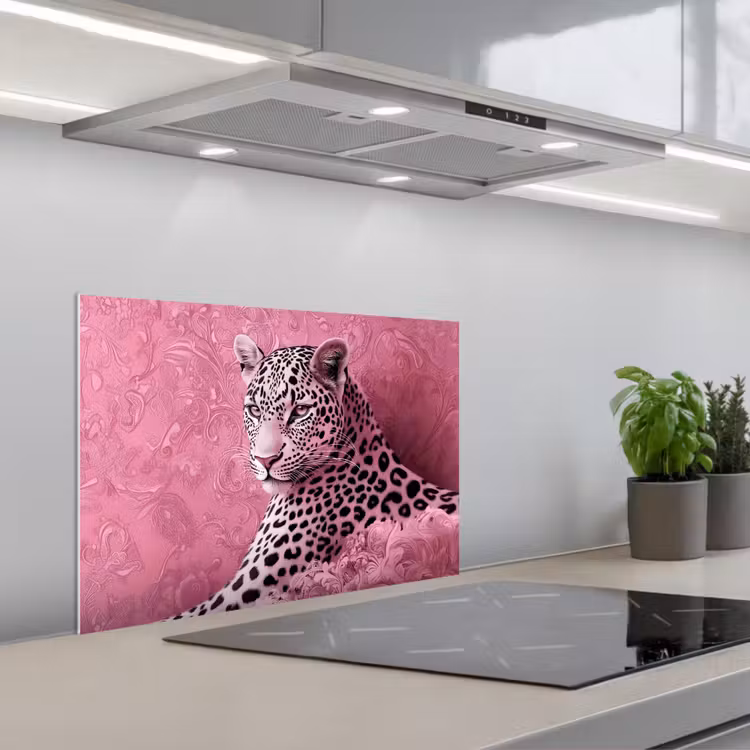 Kitchen splashback for hob - Panther - Luxury - Pink — 1