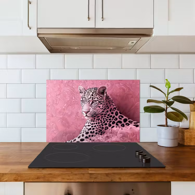 Kitchen splashback for hob - Panther - Luxury - Pink — 3