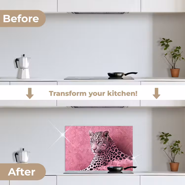 Kitchen splashback for hob - Panther - Luxury - Pink — 7