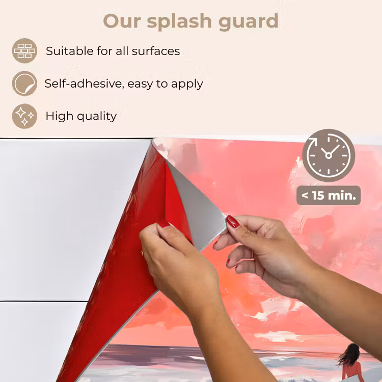Kitchen splashback for hob - Pink - Surfing - Sea — 4