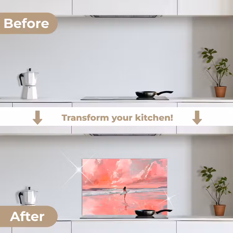 Kitchen splashback for hob - Pink - Surfing - Sea — 7