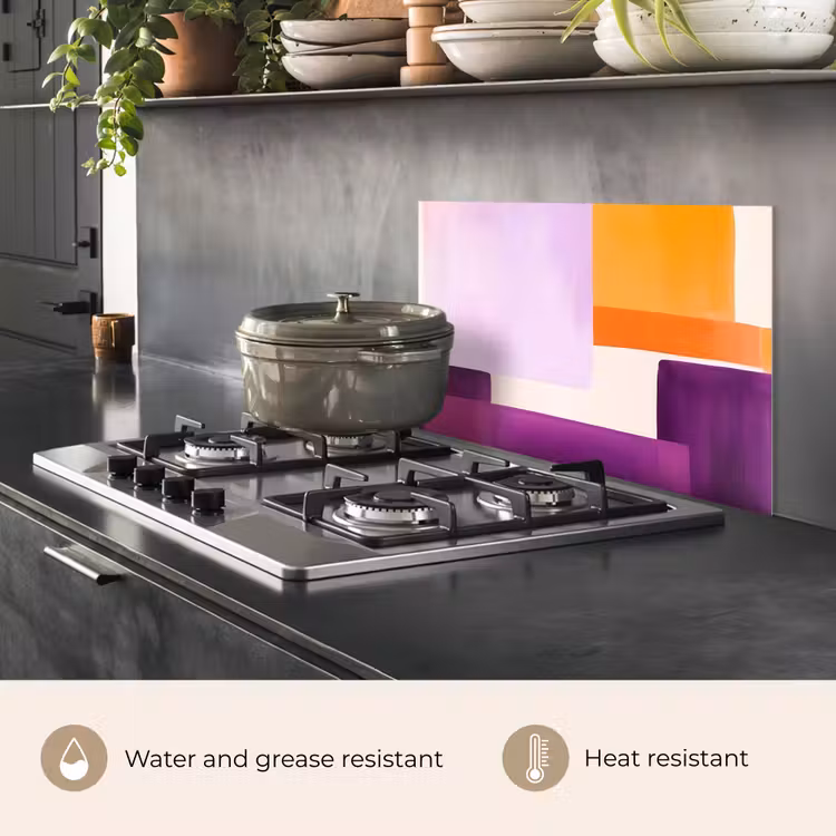 Kitchen splashback for hob - Planes - Abstract - Rectangular - Orange — 2