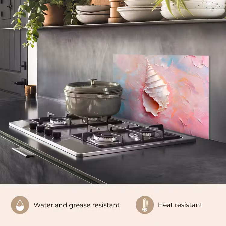 Kitchen splashback for hob - Shell - Pastel - Pink — 2