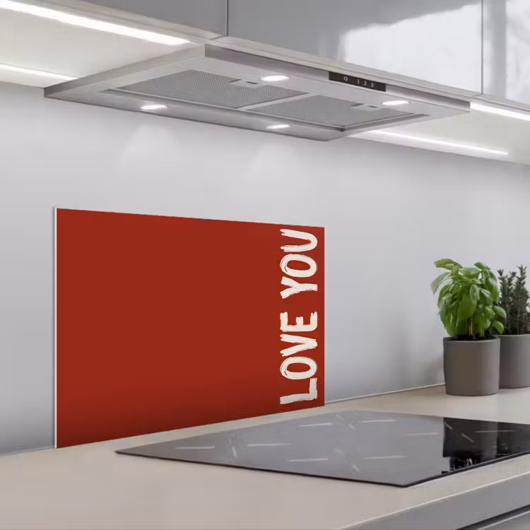 Kitchen splashback for hob - Slant - Loveyou - Red — 1