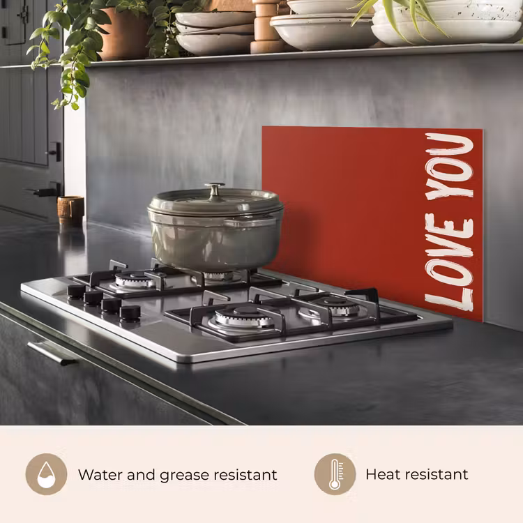 Kitchen splashback for hob - Slant - Loveyou - Red — 2