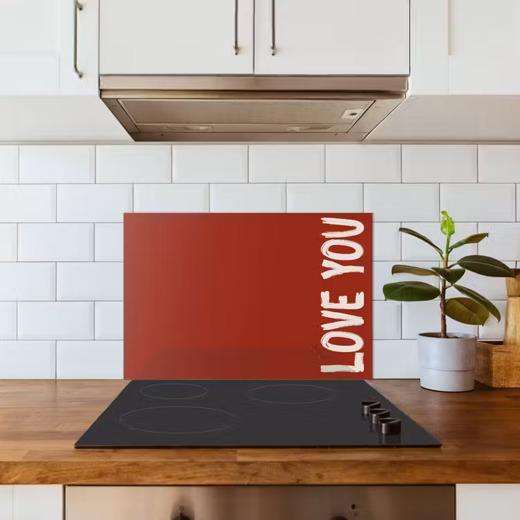 Kitchen splashback for hob - Slant - Loveyou - Red — 3