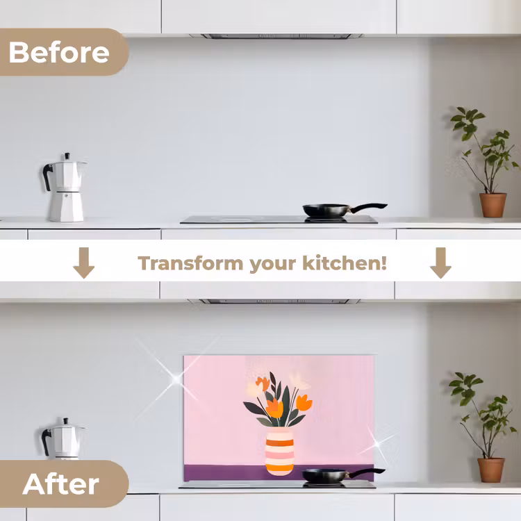 Kitchen splashback for hob - Tulips - Vase - Stripes - Purple — 7