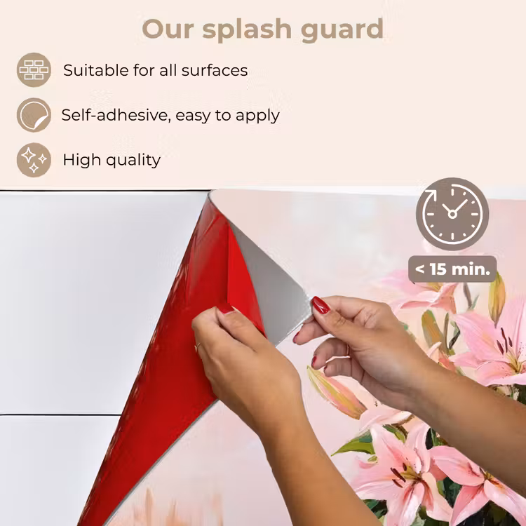 Kitchen splashback for hob - Vase - Flowers - Pink — 4