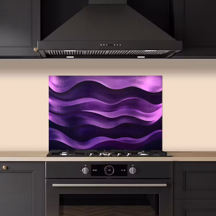 Kitchen splashback for hob - Waves - Abstract - Purple — 5