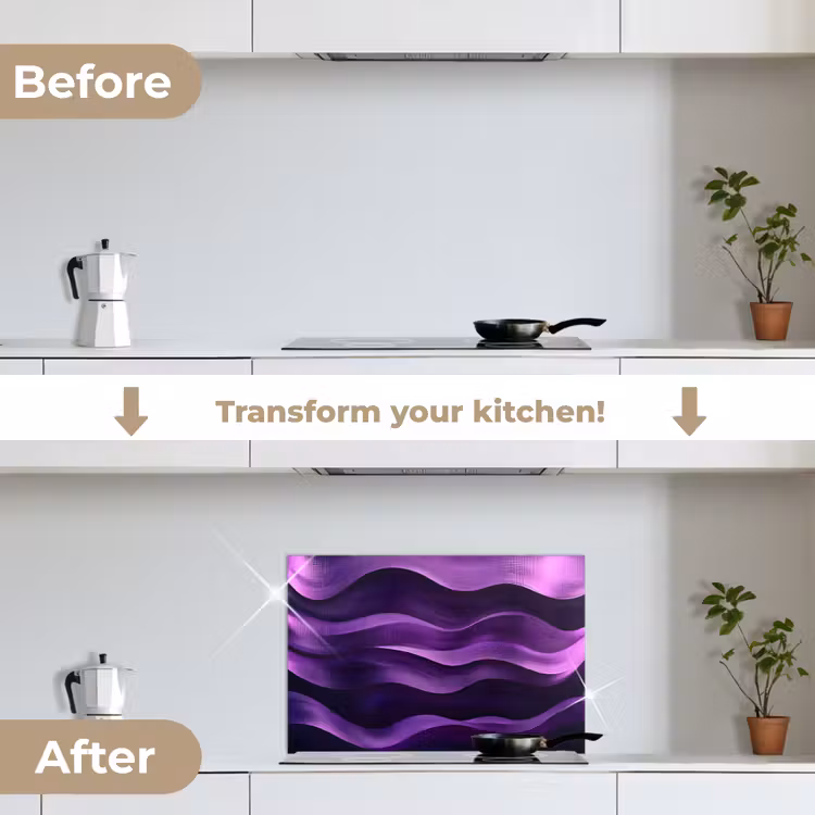 Kitchen splashback for hob - Waves - Abstract - Purple — 7