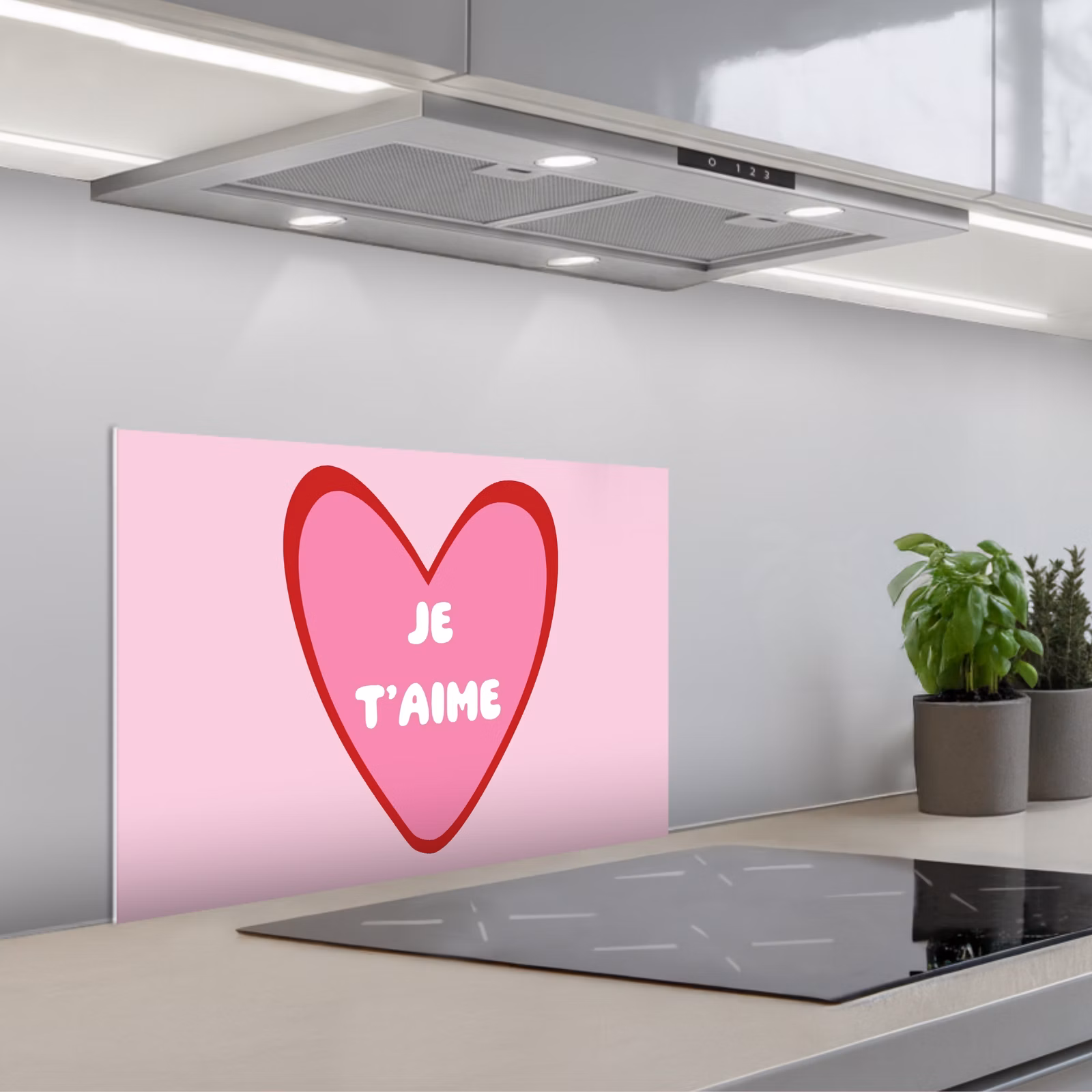 Kitchen splashback for hob - Heart - French - Valentine - Pink — 1