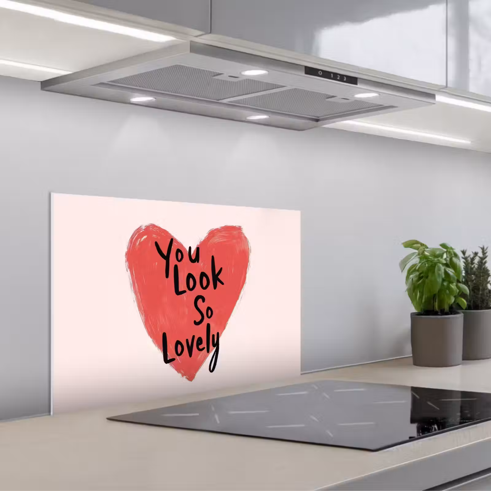 Kitchen splashback for hob - Heart - Red - Valentine — 1