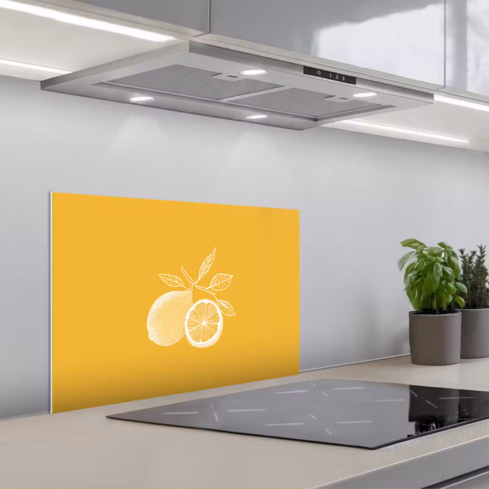 Kitchen splashback for hob - Lemons - Illustration - Minimalist - Yellow — 1