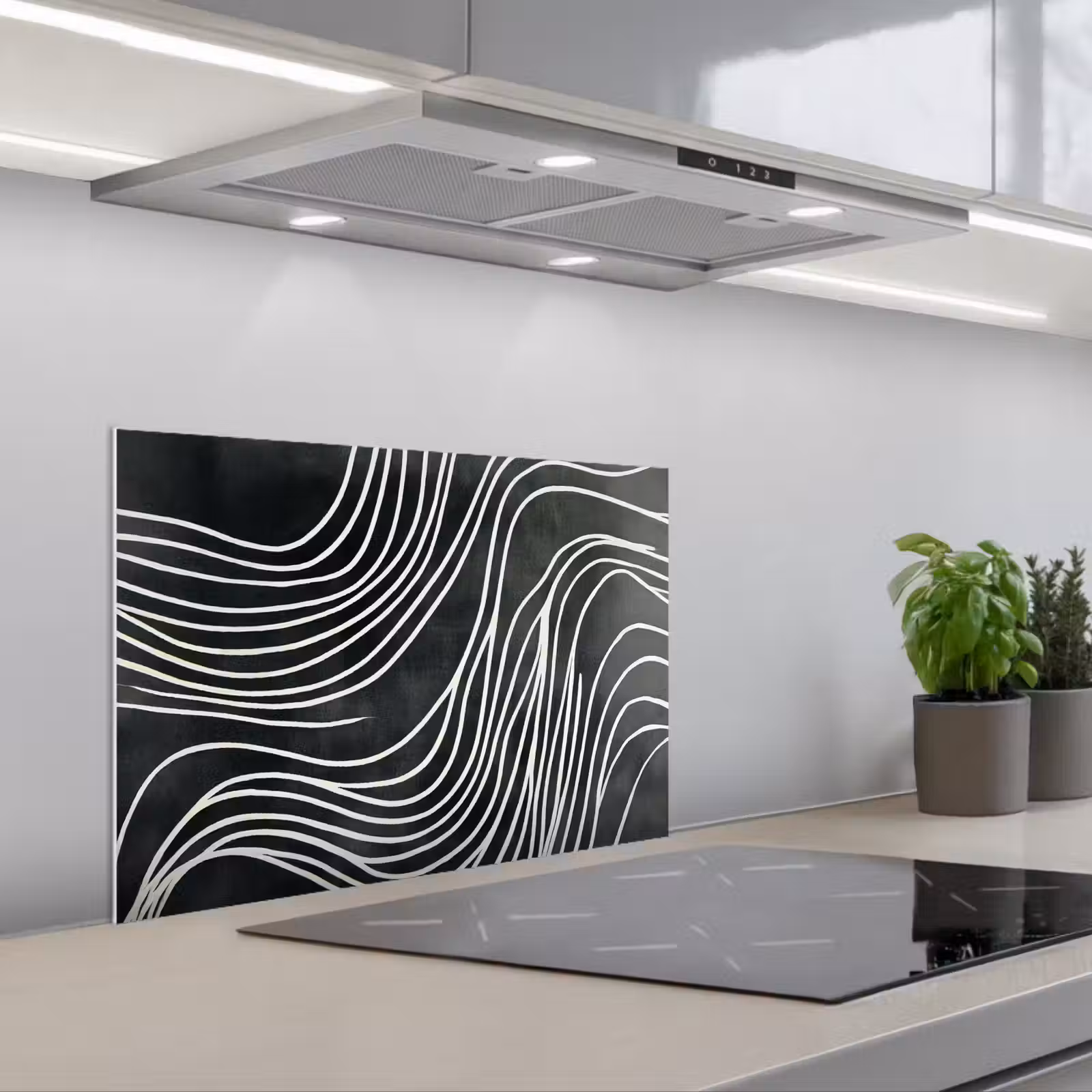 Kitchen splashback for hob - Lines - Pattern - Abstract - White — 1