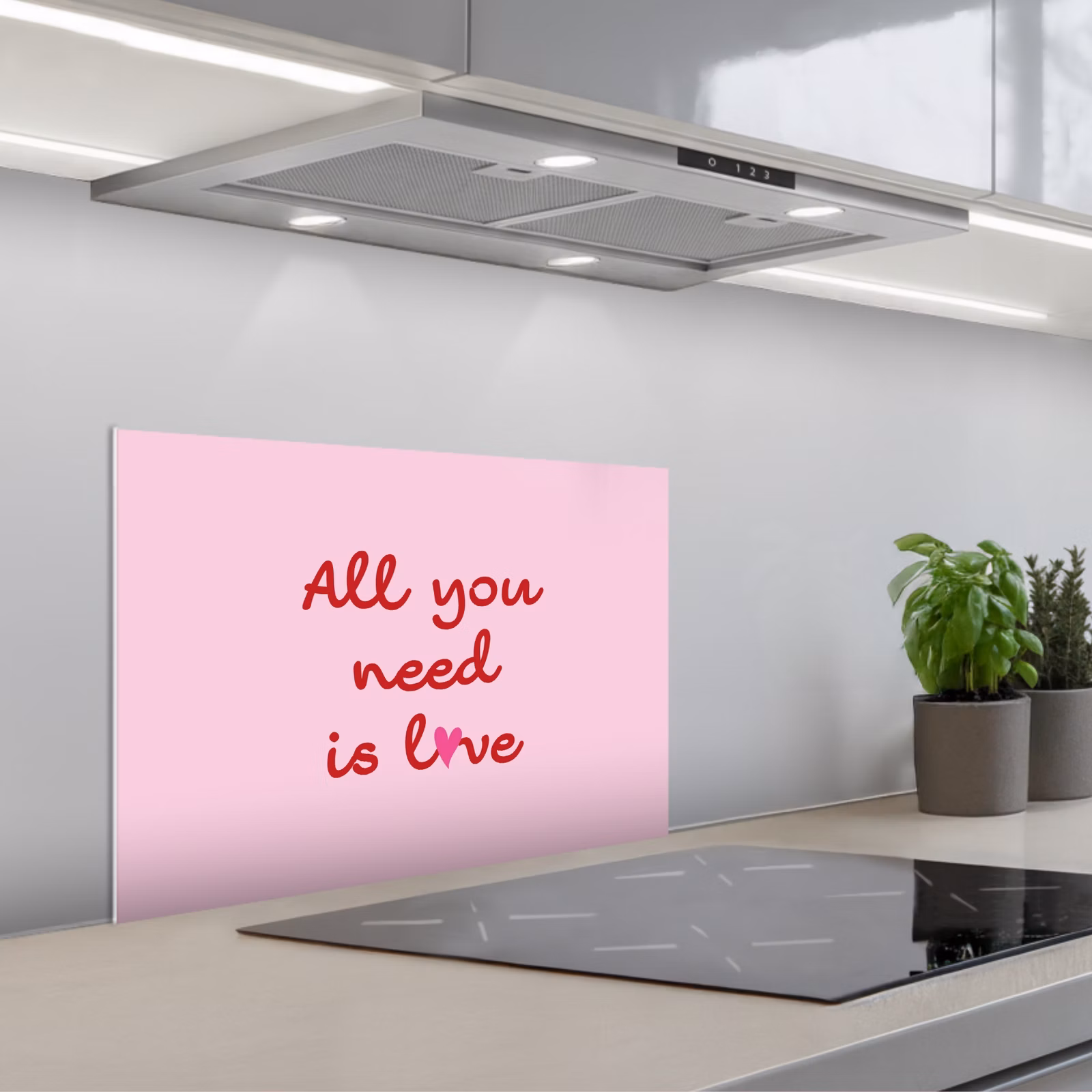 Kitchen splashback for hob - Text - Pink - Love - Heart — 1