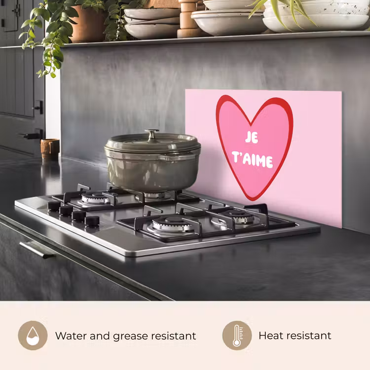 Kitchen splashback for hob - Heart - French - Valentine - Pink — 2