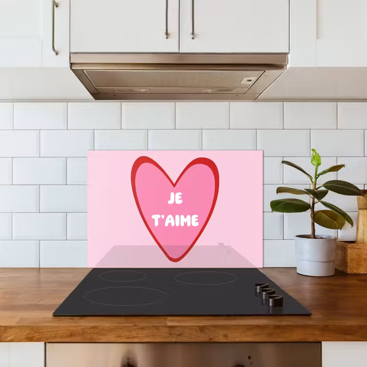 Kitchen splashback for hob - Heart - French - Valentine - Pink — 3
