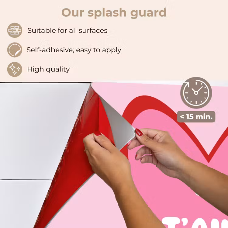 Kitchen splashback for hob - Heart - French - Valentine - Pink — 4