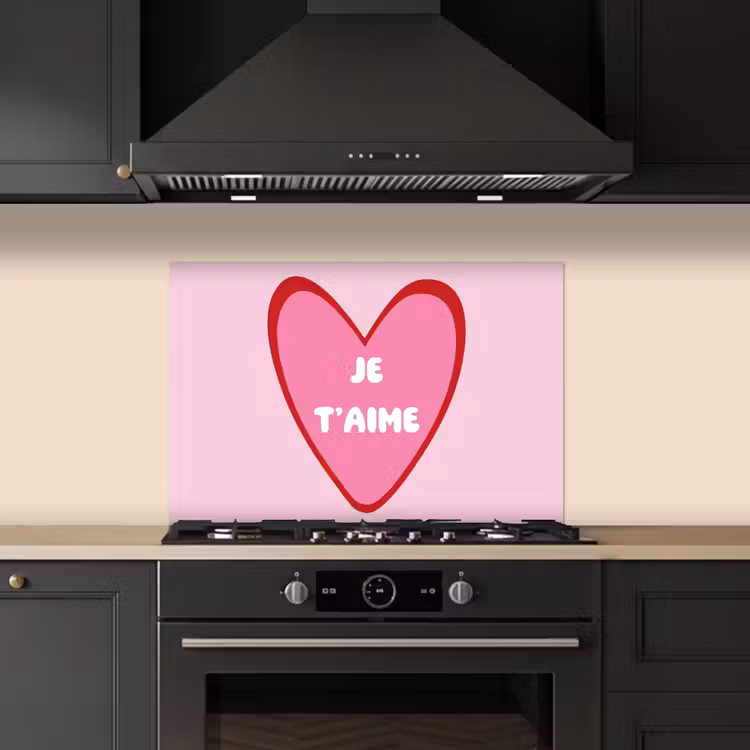 Kitchen splashback for hob - Heart - French - Valentine - Pink — 5