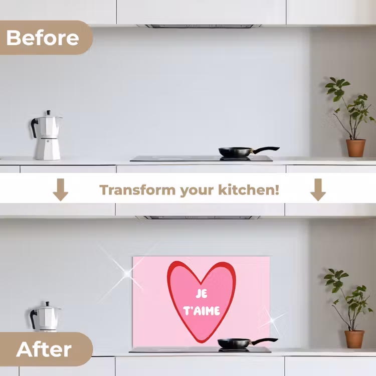 Kitchen splashback for hob - Heart - French - Valentine - Pink — 7