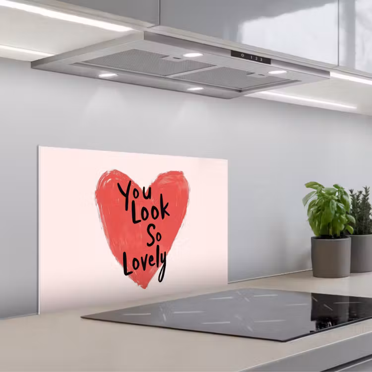 Kitchen splashback for hob - Heart - Red - Valentine — 1
