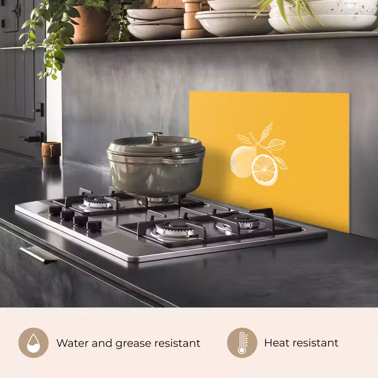 Kitchen splashback for hob - Lemons - Illustration - Minimalist - Yellow — 2