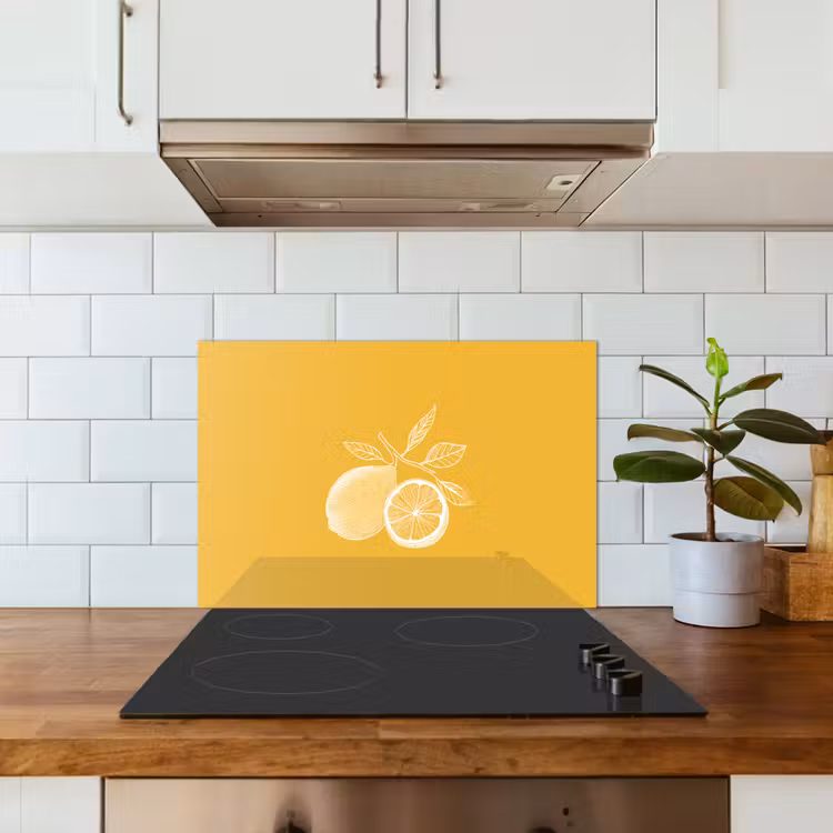 Kitchen splashback for hob - Lemons - Illustration - Minimalist - Yellow — 3