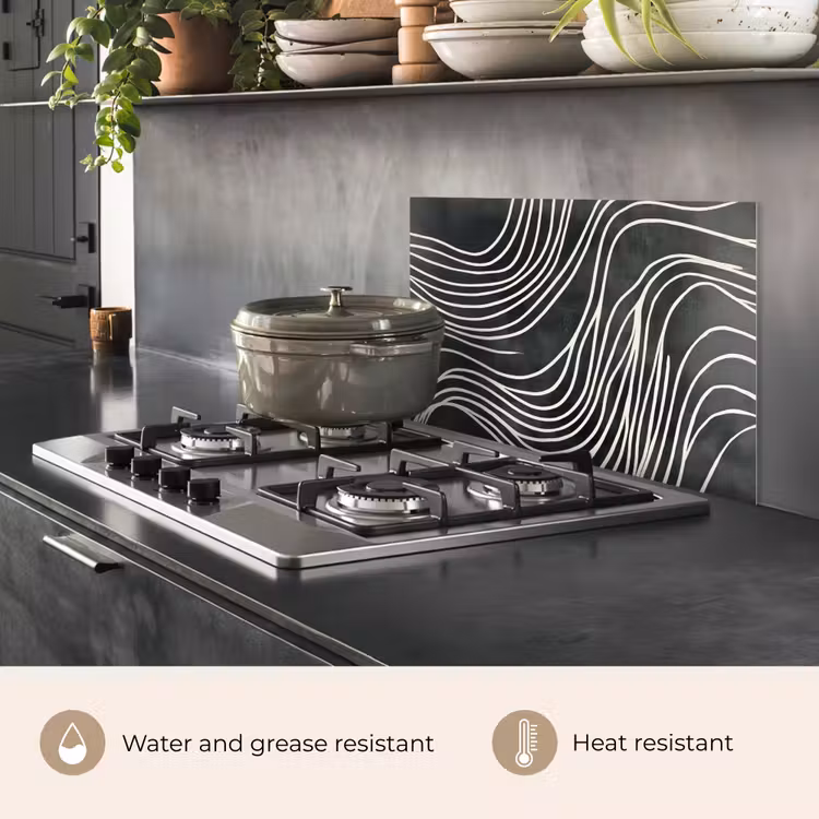Kitchen splashback for hob - Lines - Pattern - Abstract - White — 2