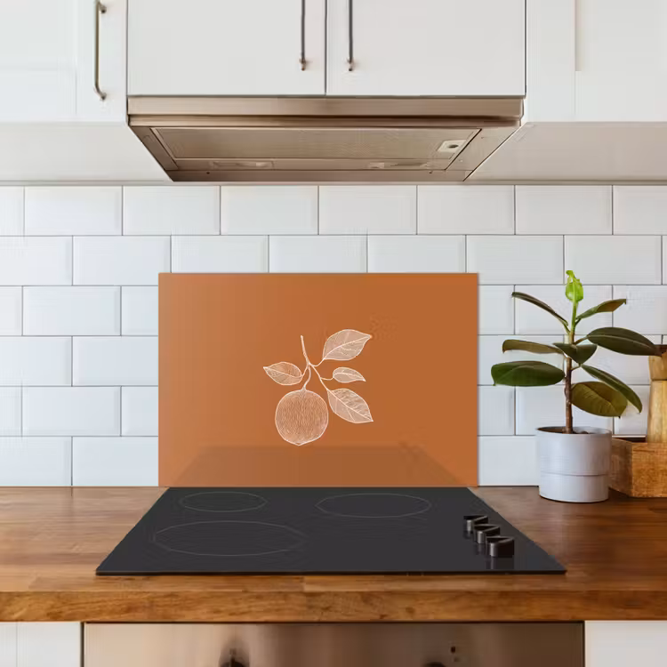 Kitchen splashback for hob - Orange - Drawn - Leaves - Brown — 3