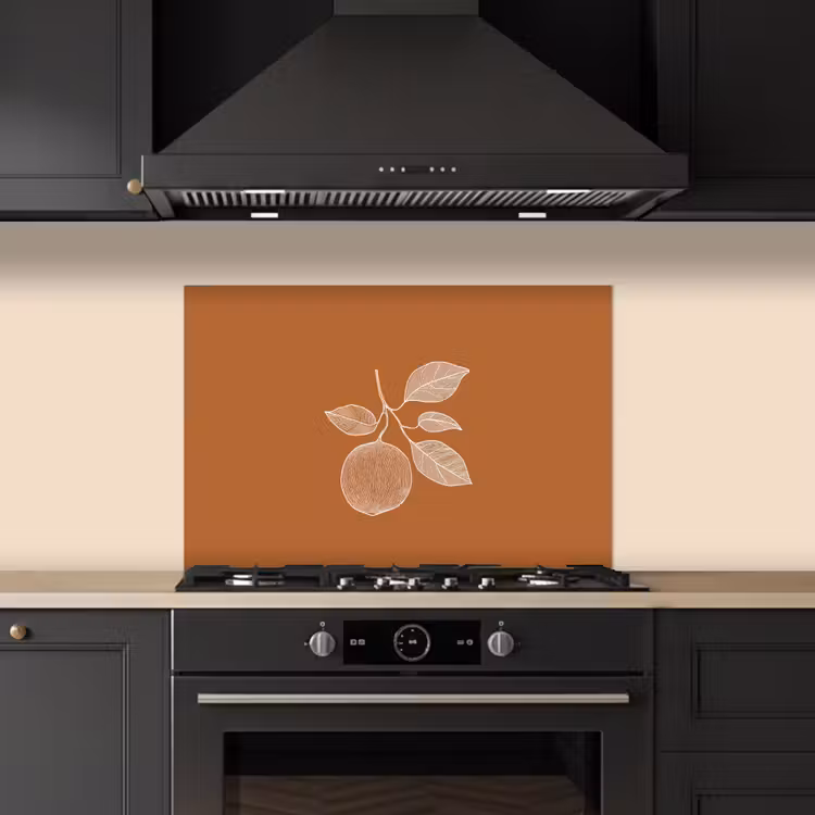 Kitchen splashback for hob - Orange - Drawn - Leaves - Brown — 5