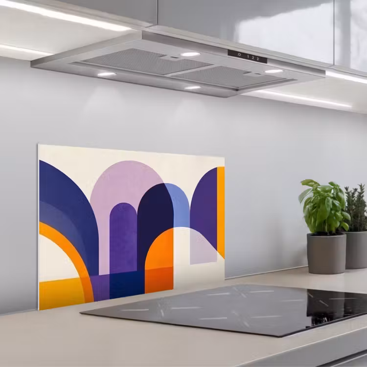 Kitchen splashback for hob - Shapes - Abstract - Graphic - Orange — 1