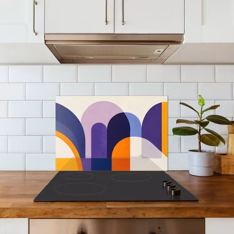 Kitchen splashback for hob - Shapes - Abstract - Graphic - Orange — 3