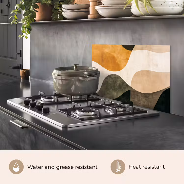 Kitchen splashback for hob - Shapes - Ochre yellow - Abstract — 2