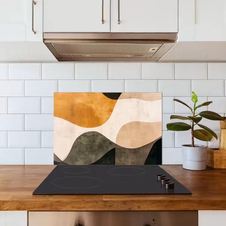 Kitchen splashback for hob - Shapes - Ochre yellow - Abstract — 3